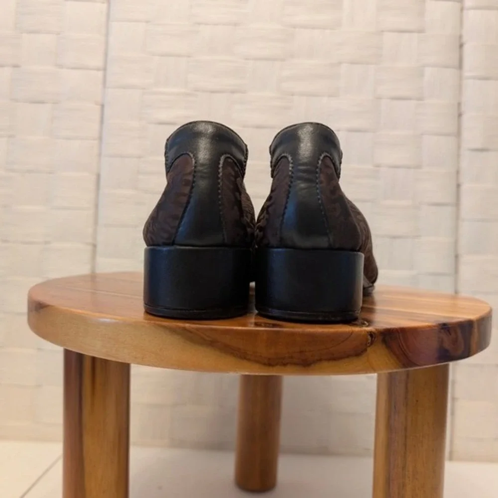 Taryn Rose‎ Brown Leopard Print Jacquard Low Wedge Shoes Made in Italy EU 36.5
